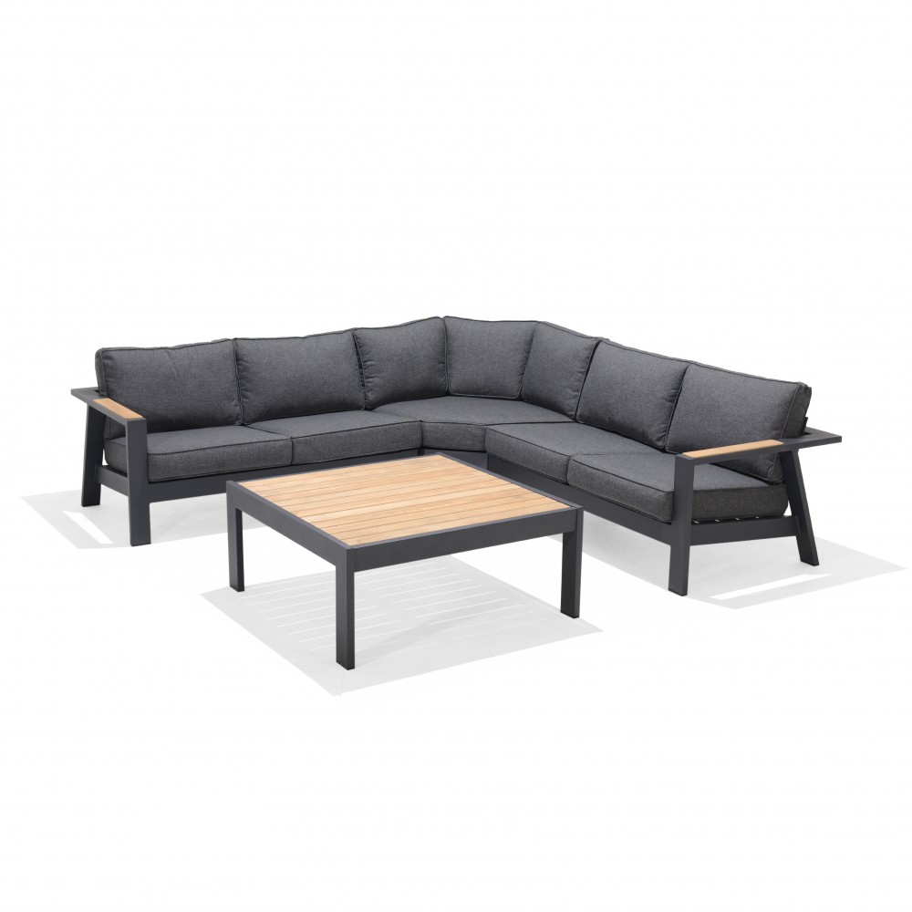 2. Palau corner sofa set, wcsh 8824, table 100x100cm, 45h, ALU DGRY, TEA FSC 3)